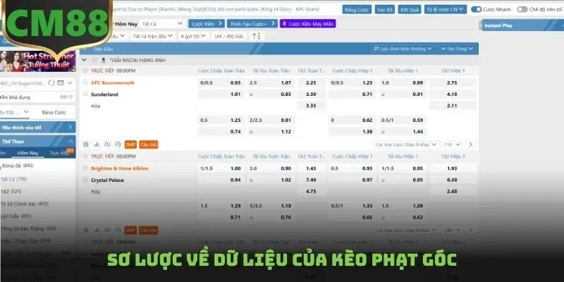 Sơ lược về dữ liệu của kèo phạt góc