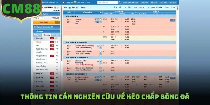 Thông tin cần nghiên cứu về kèo chấp bóng đá