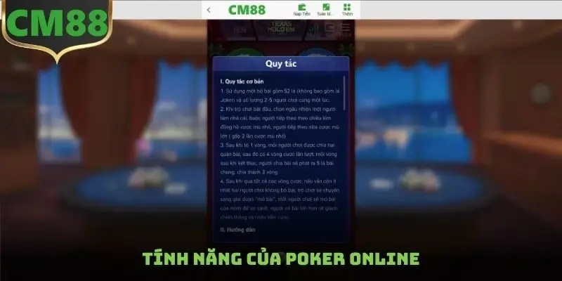 Tính năng của Poker Online